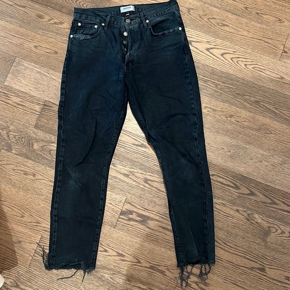 Agolde cutoff black jeans- worn black